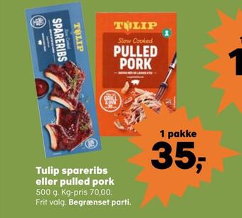 SuperBrugsen Tulip spareribs eller pulled pork tilbud