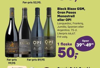 Black blaze gsm, gran pasas monastrell eller opi