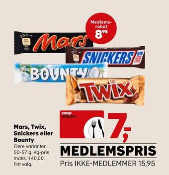 SuperBrugsen Mars, twix, snickers eller bounty tilbud
