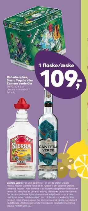 Underberg box, sierra tequila eller cantera verde gin