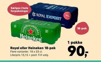 SuperBrugsen Royal eller heineken 18-pak tilbud