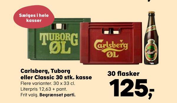 SuperBrugsen Carlsberg, tuborg eller classic 30 stk. kasse tilbud