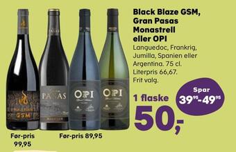 Black blaze gsm, gran pasas monastrell eller opi