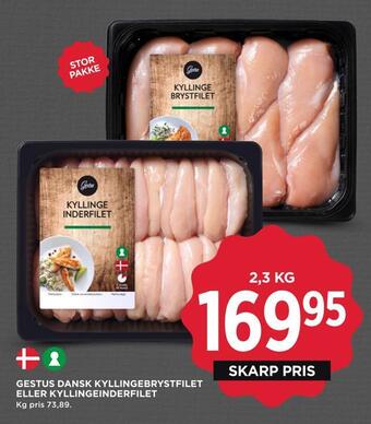 MENY Gestus dansk kyllingebrystfilet eller kyllingeinderfilet tilbud