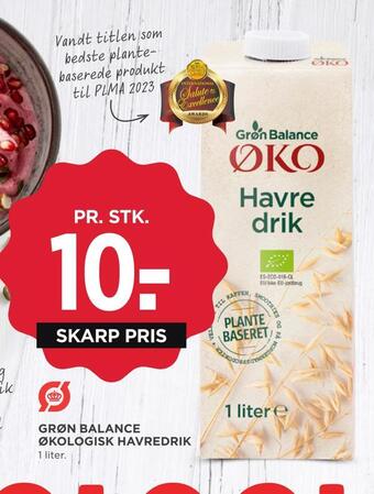 MENY Grøn balance økologisk havredrik tilbud