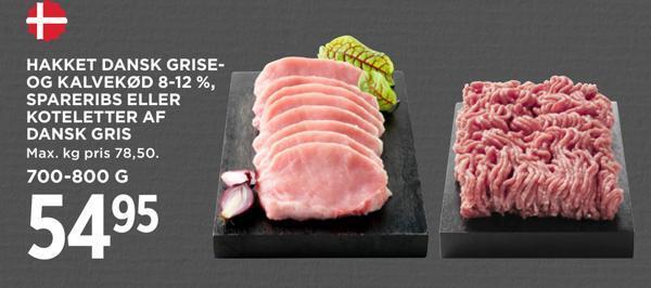 MENY Hakket dansk grise- og kalvekød 8-12 %, spareribs eller koteletter af dansk gris tilbud