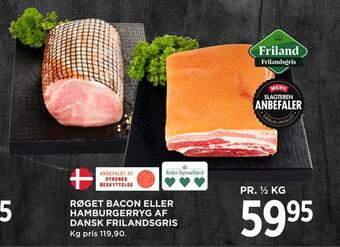 MENY Røget bacon eller hamburgerryg af dansk frilandsgris tilbud