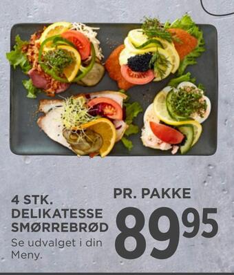 MENY 4 stk. delikatesse smørrebrød tilbud