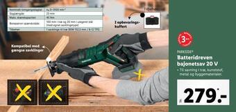 Lidl Batteridreven bajonetsav 20 v tilbud