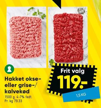 Bilka Hakket okse eller grise-/ kalvekød tilbud