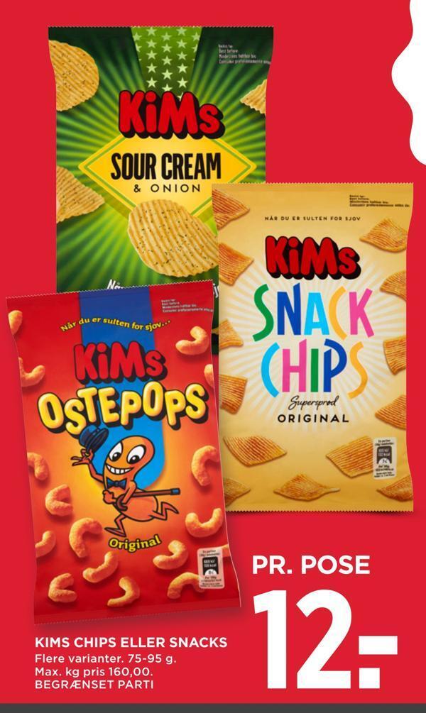 Kims chips eller snacks tilbud hos MENY
