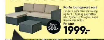 Bilka Korfu loungesæt sort tilbud