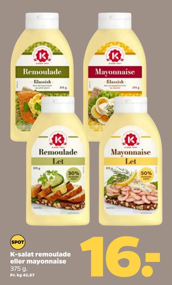 Netto K-salat remoulade eller mayonnaise tilbud