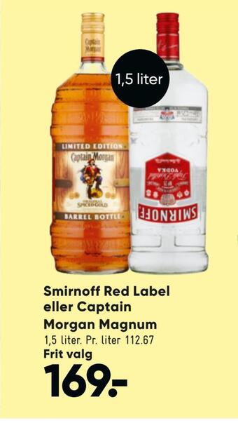 Bilka Smirnoff red label eller captain morgan magnum tilbud