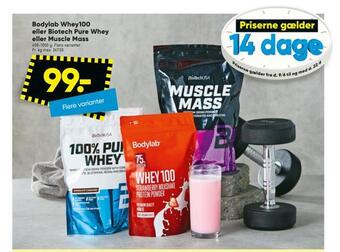 Bilka Bodylab whey100 eller biotech pure whey eller muscle mass tilbud