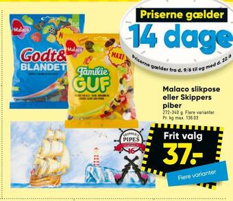 Bilka Malaco slikpose eller skippers piber tilbud