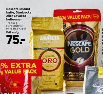 Bilka Nescafé instant kaffe, starbucks eller lavazza helbønner tilbud