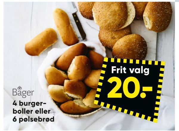 Bilka 4 burgerboller eller 6 pølsebrød tilbud