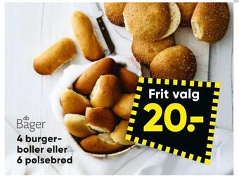 Bilka 4 burgerboller eller 6 pølsebrød tilbud