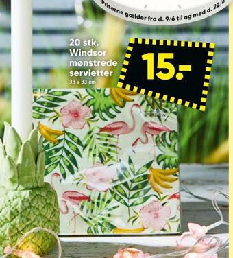 Bilka 20 stk. windsor mønstrede servietter tilbud