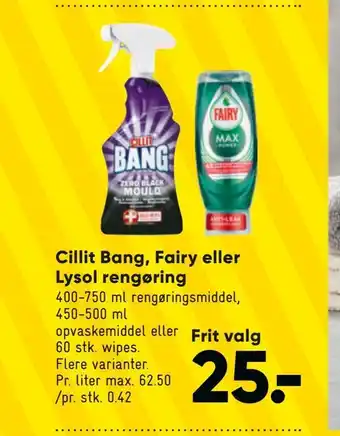 Bilka Cillit bang, fairy eller lysol rengøring tilbud