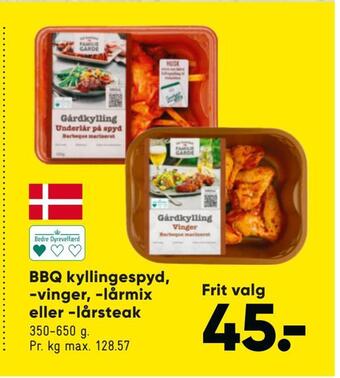 Bilka Bbq kyllingespyd, vinger, lårmix eller lårsteak tilbud