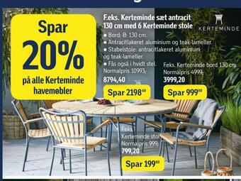 Føtex Kerteminde sæt antracit 130 cm med 6 kerteminde stole tilbud