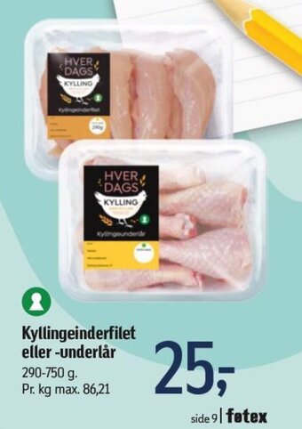 Føtex Kyllingeinderfilet eller-underlår tilbud