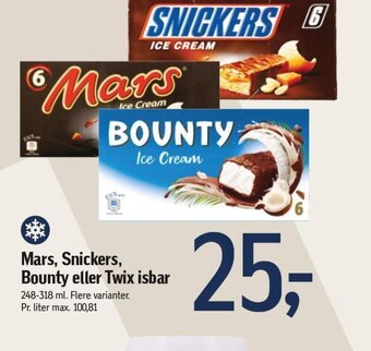 Føtex Mars, Snickers, Bounty eller Twix isbar tilbud