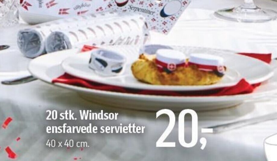 Føtex 20 stk. Windsor ensfarvede servietter tilbud