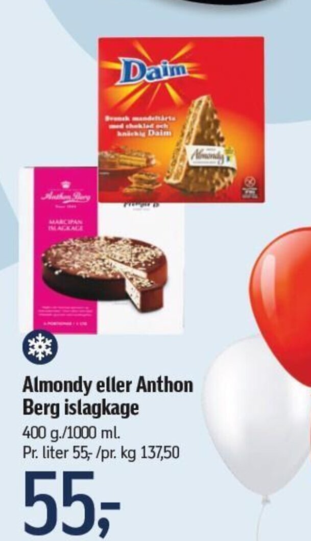 Føtex Almondy eller Anthon Berg islagkage tilbud
