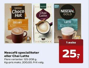 Kvickly Nescafé specialiteter eller Chai Latte tilbud
