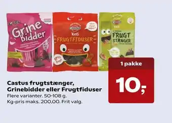 Kvickly Castus frugtstænger, Grinebidder eller Frugtfiduser tilbud