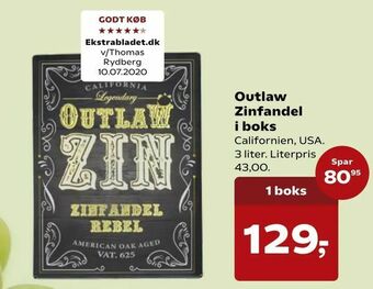 Kvickly Outlaw Zinfandel i boks tilbud