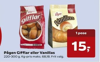Kvickly Pågen Gifflar eller Vanillas tilbud
