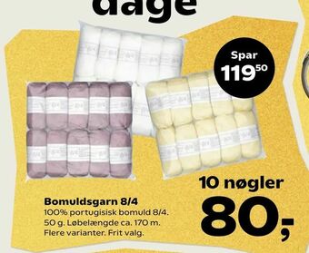Kvickly Bomuldsgarn 8/4 tilbud
