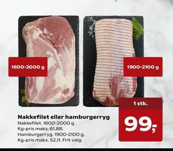 Kvickly Nakkefilet eller hamburgerryg tilbud