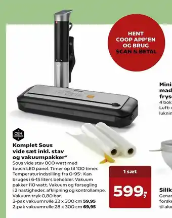 Komplet Sous vide sæt inkl. stav og vakuumpakker