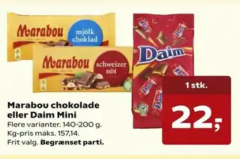 Kvickly Marabou chokolade eller Daim Mini tilbud