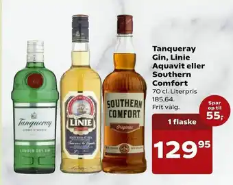 Kvickly Tanqueray Gin, Linie Aquavit eller Southern Comfort tilbud