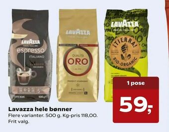 Kvickly Lavazza hele bønner tilbud