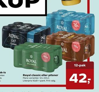 Kvickly Royal classic eller pilsner tilbud