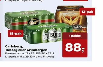 SuperBrugsen Carlsberg, Tuborg eller Grimbergen tilbud