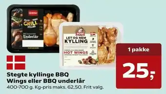 SuperBrugsen Stegte kyllinge BBQ Wings eller BBQ underlår tilbud