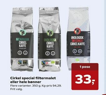 SuperBrugsen Cirkel special filtermalet eller hele bønner tilbud