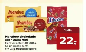 SuperBrugsen Marabou chokolade eller Daim Mini tilbud