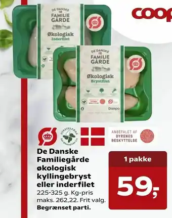 SuperBrugsen De Danske Familiegårde økologisk kyllingebryst eller inderfilet tilbud