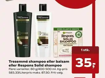SuperBrugsen Tresemmé shampoo eller balsam eller Respons Solid shampoo tilbud