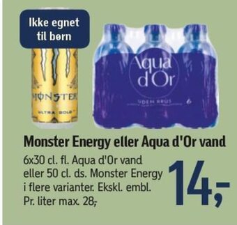 Føtex Monster Energy eller Aqua d'Or vand tilbud