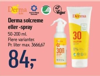 Føtex Derma solcreme eller-spray tilbud